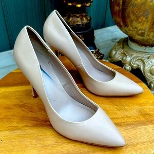 CHARLES BY CHARLES DAVID TAN LEATHER POINTY TOE STILETTO HEEL PUMPS 10M